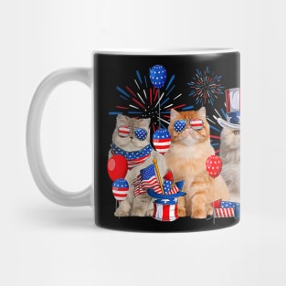 Three Cat Patriotic USA Cat Lovers Cat Happy 4th Of July Mug